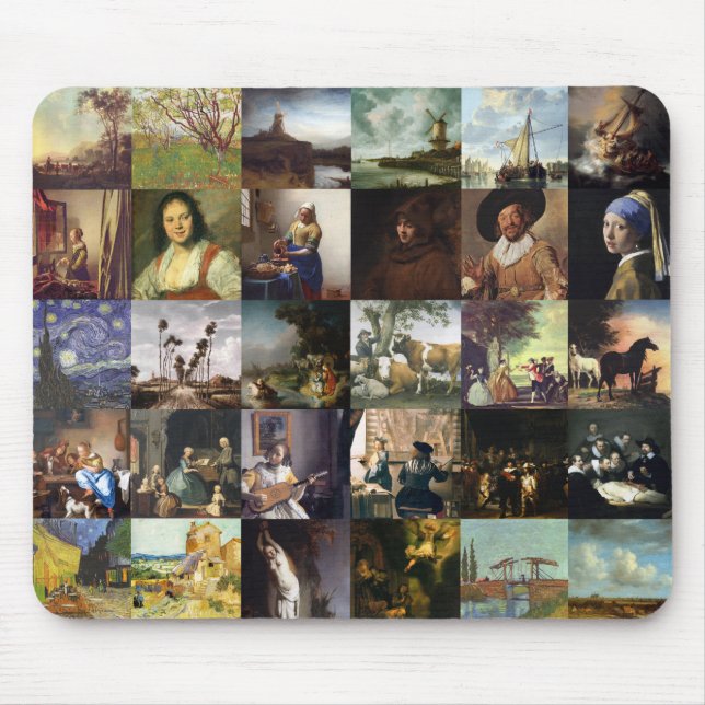 Tapis De Souris Collage des peintures de Van Gogh, de Vermeer, (Devant)