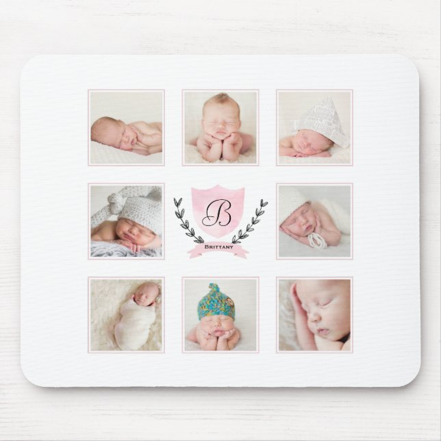 TAPIS DE SOURIS COLLAGE PHOTO PERSONNALISÉE DE LA FILLE DE BÉBÉ (Devant)