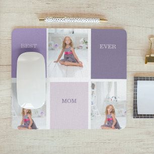Tapis De Souris Collage Photo Purple Best Mom Ever Cadeau