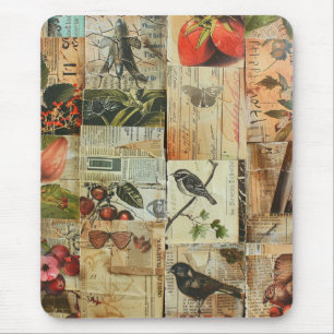 Tapis De Souris Collage rustique Vintage de journaux (4)