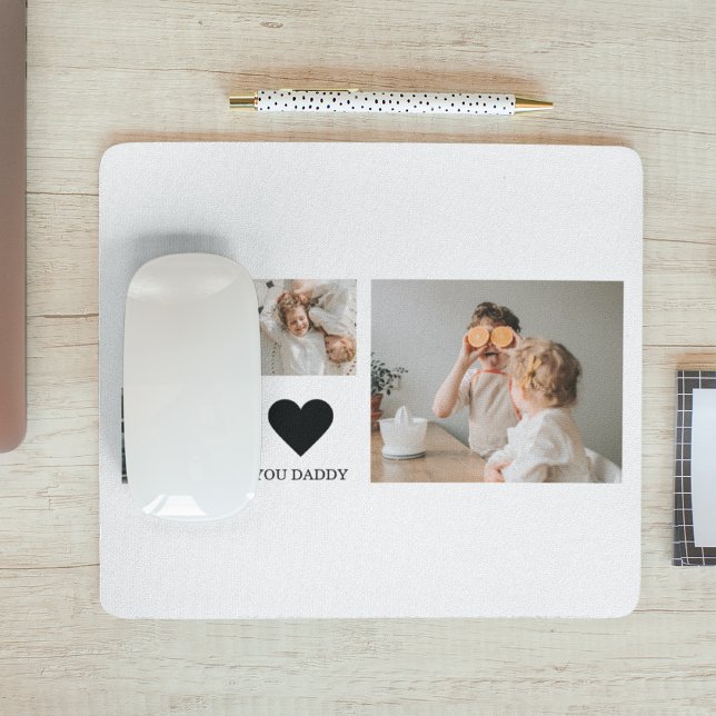 Tapis De Souris Collage tendance Photo & We Love You Daddy Cadeau (Créateur téléchargé)