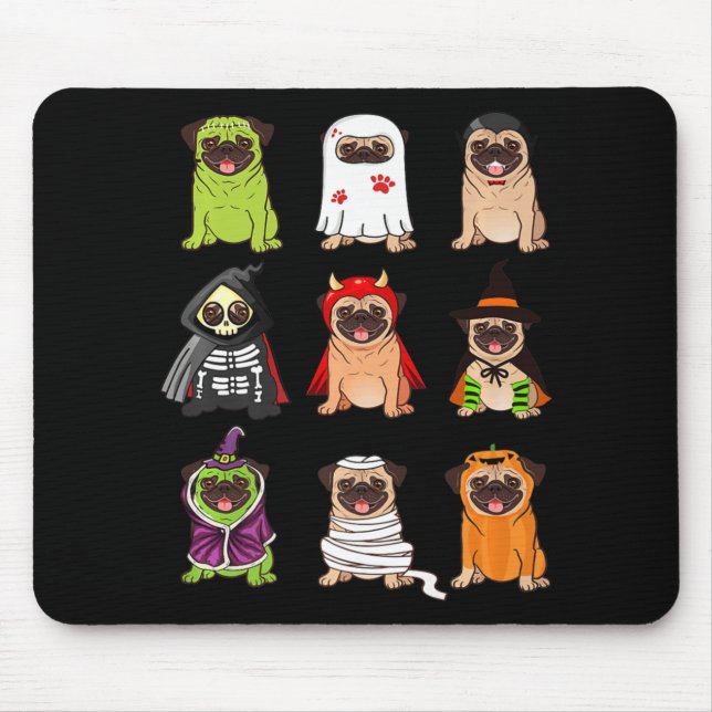 Tapis De Souris Collection de carlins Happy Pugoween Cos Éffrayant (Devant)