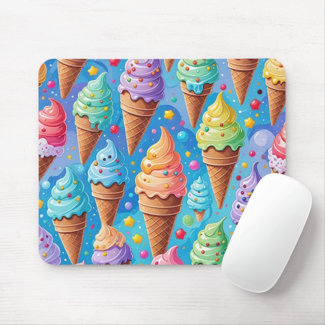 Tapis De Souris Collection de cônes de crème glacée estivale (Avec souris)