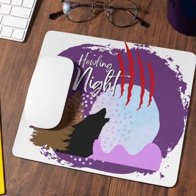Tapis De Souris Collection de timbres d'Halloween "Howling Night" (Halloween Stamp collection - Howling Night Mousepad from The Beekeeper Store)