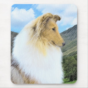 Tapis De Souris Collie in Mountains (Rough) Painting - Dog Art