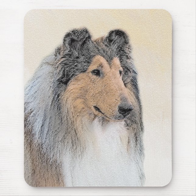 Tapis De Souris Collie (Rough) Peinture - Cute Original Dog Art (Devant)