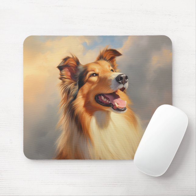 Tapis De Souris Collie rugueuse / Collie écossais (Avec souris)