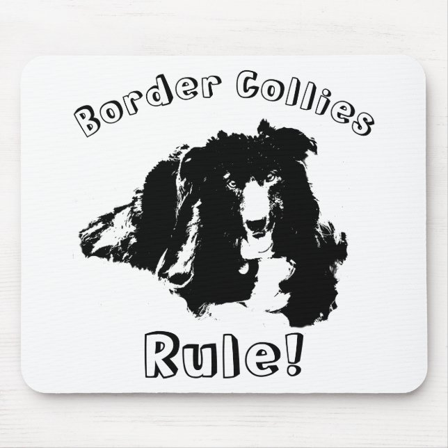 Tapis De Souris Collies frontalières Règle amusante (Devant)