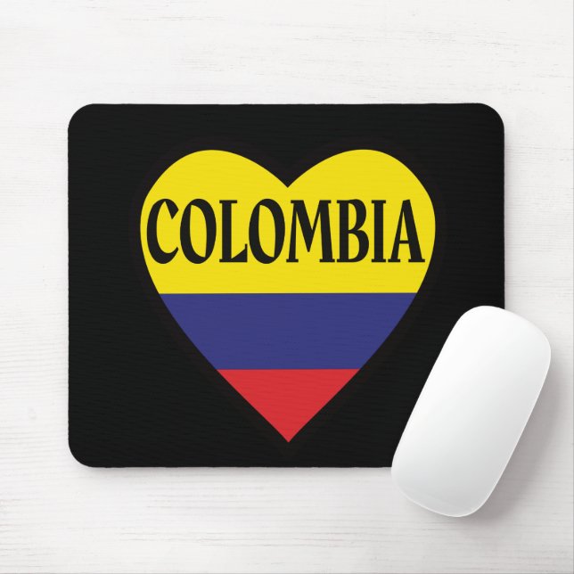 Tapis De Souris Colombie Drapeau Coeur Mousepad (Avec souris)