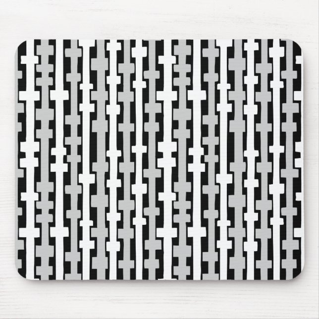 Tapis De Souris Colonnes Abstraites - Blanc et gris sur noir (Devant)