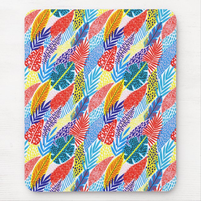 Tapis De Souris Coloré géométrique Boho Tropical Jungle Floral (Devant)