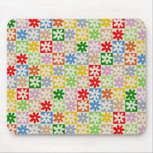 Tapis De Souris Coloré Gras esthétique À damiers Fleur Motif