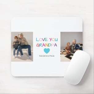 Tapis De Souris Coloré "Love You Grandpa" Texte et photo personnal