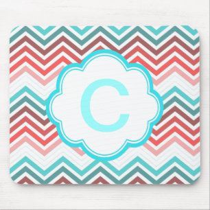 Tapis De Souris Coloré rouge, rose, bleu, sarcelle chevron zigzag