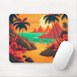 Tapis De Souris Colorful Summer Tropical Beach Landscape Artwork  