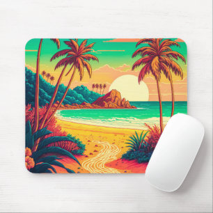Tapis De Souris Colorful Summer Tropical Beach Landscape Artwork  
