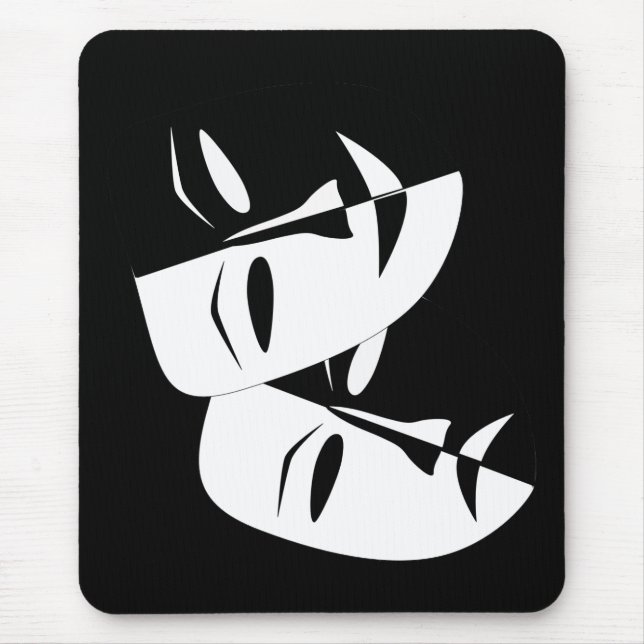 Tapis De Souris Comédie Tragédie Masque de théâtre noir et blanc (Devant)