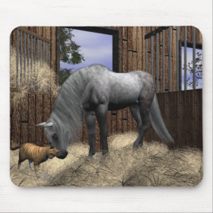 Tapis De Souris Compagnons tranquilles Cheval et Chat Mousepad