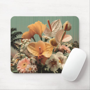 Tapis De Souris Composition florale d'anthurium et de fleurs tropi