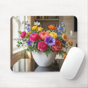 Tapis De Souris Composition florale sur une table brillante