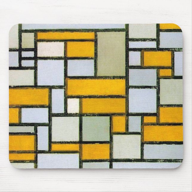 Tapis De Souris Composition Jaune et Gris, Mondrian (Devant)