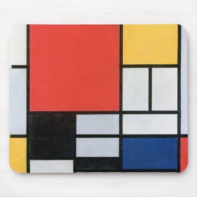 Tapis De Souris Composition Rouge, Jaune, Bleu, Noir, Mondrique (Devant)