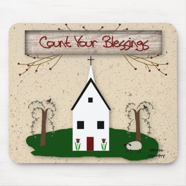 Tapis De Souris Comptez vos bénédictions Eglise Mousepad (Devant)