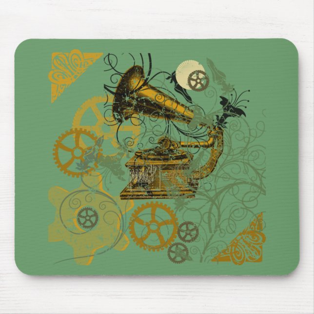 Tapis De Souris Conception affligée de Steampunk de regard (Devant)