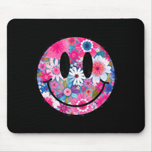 Tapis De Souris Conception bohème groovy visage souriant fleurs he