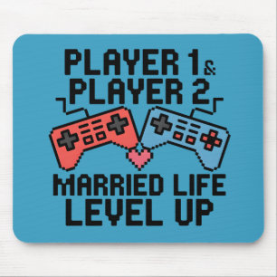 Tapis De Souris Conception de couple de jeu Pixel Level Up
