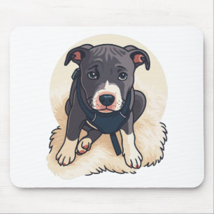 Tapis De Souris Conception de dessin animé de chiot Pitbull mignon