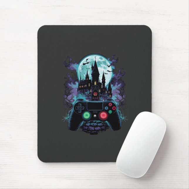 Tapis De Souris Conception de Gamer Horreur de Château Hanté (Avec souris)