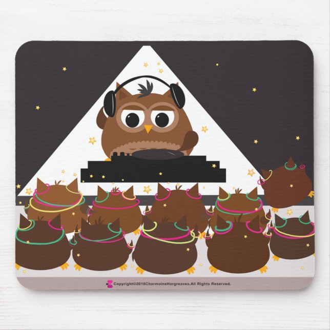 Tapis De Souris Conception de hibou du DJ de musique - Mousepad (Devant)