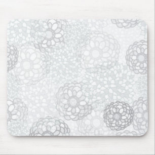 Tapis De Souris Conception de l'éclatement des fleurs grises