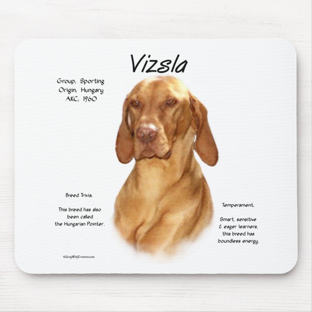 Tapis De Souris Conception de l'histoire de Vizsla (Devant)