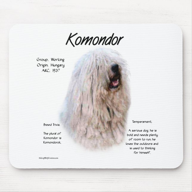 Tapis De Souris Conception de l'historique Komondor (Devant)