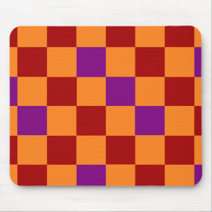 Tapis De Souris Conception de motif à carreaux rouge orange violet