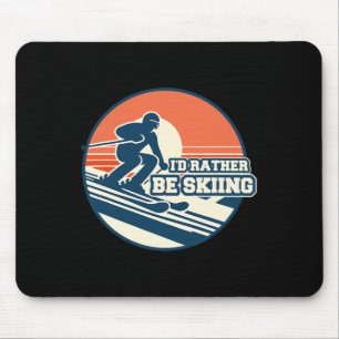 Tapis De Souris Conception de silhouette de ski vintage avec dégra