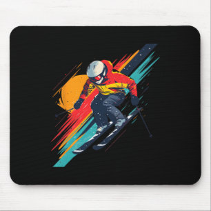 Tapis De Souris Conception de skieur vintage - Rétro