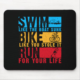 Tapis De Souris Conception de triathlon cool pour hommes femmes na