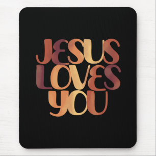 Tapis De Souris Conception de typographie chrétienne Jésus aime 