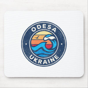 Tapis De Souris Conception de vagues nautiques vintage d'Odesa Ukr