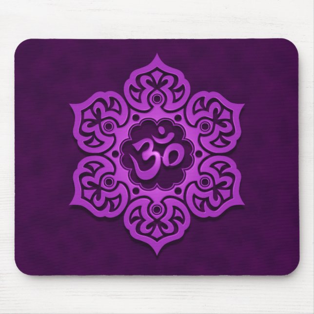 Tapis De Souris Conception florale d'ohm (pourpre) (Devant)
