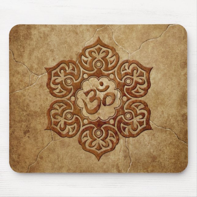 Tapis De Souris Conception florale en pierre d'Aum (Devant)