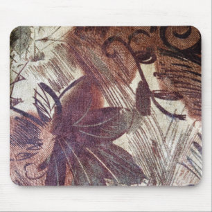 Tapis De Souris Conception florale marron abstraite 1