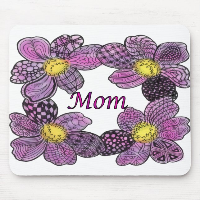 Tapis De Souris Conception MOM à fleurs violettes (Devant)