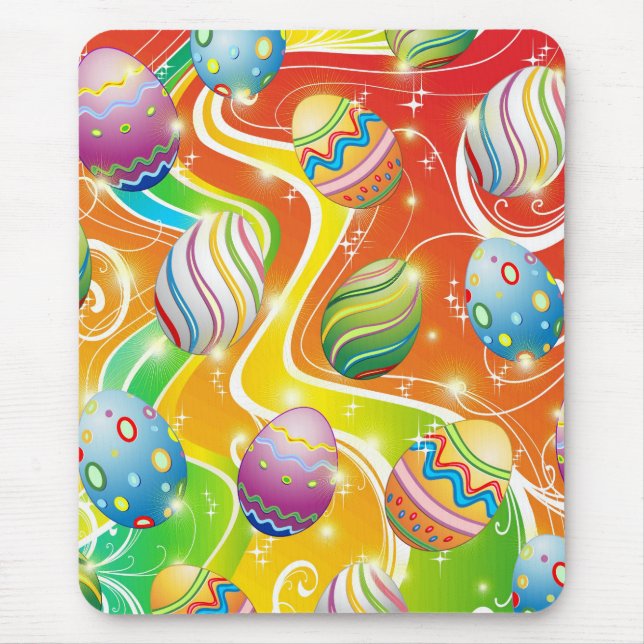 Tapis De Souris Conception ornementale heureuse d'oeufs de pâques (Devant)