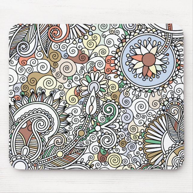 Tapis De Souris Conception Paisley Fleur (Devant)