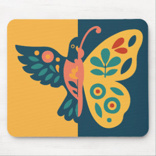 Tapis De Souris Conception papillon et colibri fantaisiste