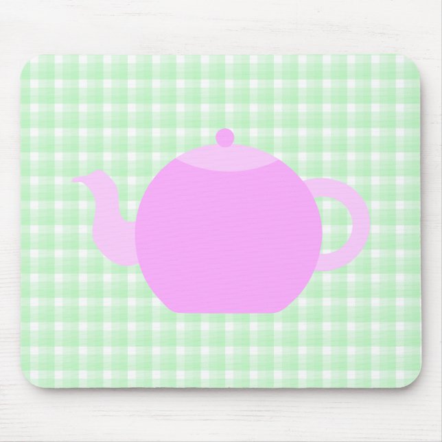 Tapis De Souris Conception rose de théière sur le contrôle vert (Devant)